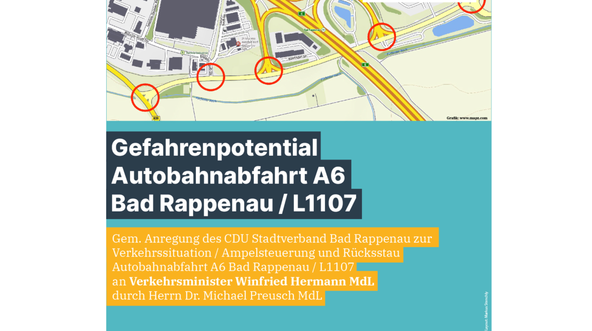 Ampelsteuerung / Rckstau Autobahnabfahrt A6 Bad Rappenau / L1107.